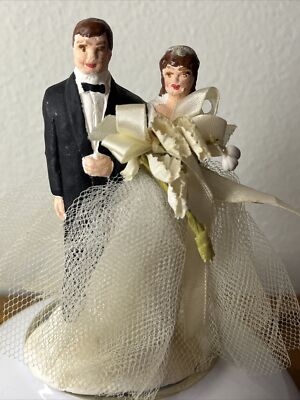 Vintage Wedding Cake Topper Tall Bride Groom