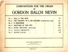 Will O' The Wisp' by Gordon Balch Nevin, For the Organ, Clayton F. Shummy, 1914
