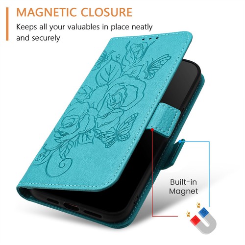 Rose Pattern Leather Flip Wallet Case Phone Case for iPhone 15 16 14 13 12 11 8 - Picture 4 of 18
