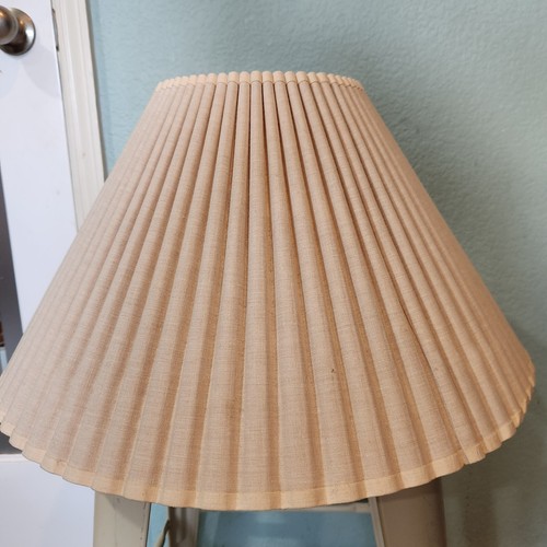 Large Vintage Accordion Pleated Wide Bottom Linen Lamp Shade Retro Mid Century