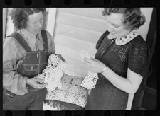 Rehabilitation borrower showing lace work she has made to home sup - Old Photo 1