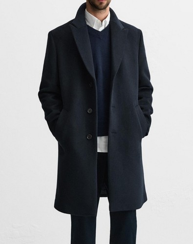 Zara Wollmischung Mantel dunkelblau Größe L Ref 5854/070/401