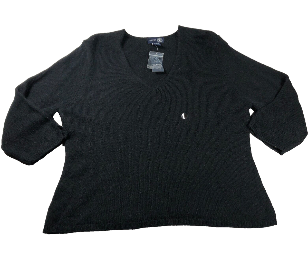 Venezia Jeans Womens Angora Blend Sweater Sz 18/20 Black V-Neck