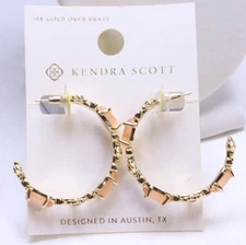 Kendra Scott June Mix 14K Gold Over Brass Statement Hoop Earrings - Coral Orange