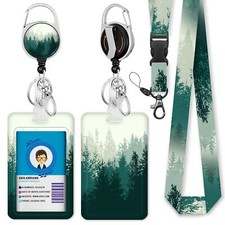 ID Badge Lanyard with Reel Breakaway Ink Painting Design for Teachers  Office