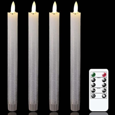 Eldnacele Candele coniche senza fiamma, con 2 telecomandi e timer, in