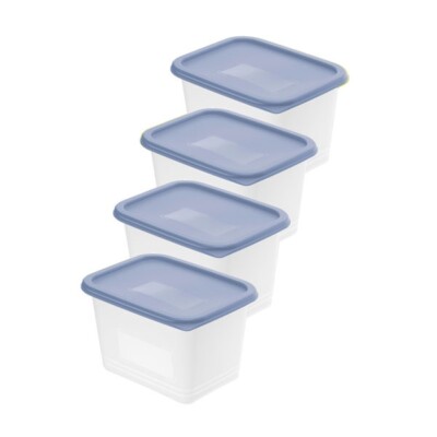 ROTHO GEFRIERDOSEN SET 4 X 1 LITER DOMINO HORIZON BLUE NEU