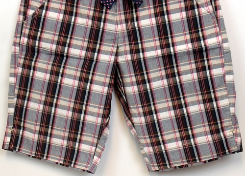 NEW Y2K Limited Too Pink Brown Plaid Short sz 14 Reg Metallic Thread Ribbon Belt - Picture 3 of 6