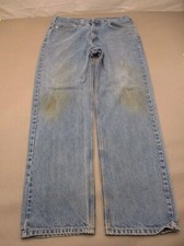 Carhartt Size 36x34 Mens Blue 100 Cotton Zip Fly Pockets Straight Jeans 296
