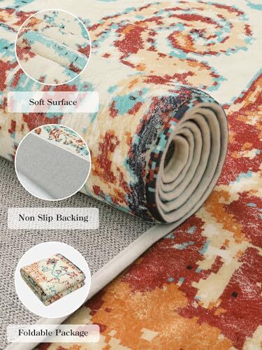 Orange 6x9 Area Rugs Boho Washable Area Rug for 6' x 9' Orange/Multi - Picture 8 of 8