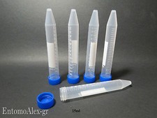 provette graduate coniche Polipropilene 15ml  x5 x10 tappo a vite laboratorio 