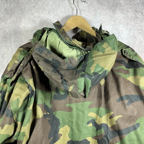 Vintage Blue Dx Military Field Jacket Mens Large Green Camouflage Hooded Outdoor - Picture 5 of 9