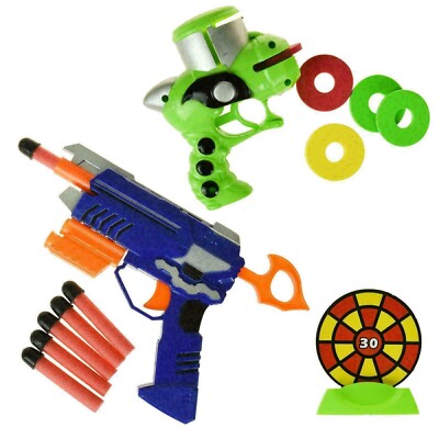 Kids Soft Shooter Gun Air Blaster Game Foam Bullets Disc Target 