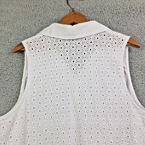 Lane Bryant Womens Top Size 24 White Sleeveless Button Front Eyelet Back - Picture 9 of 14