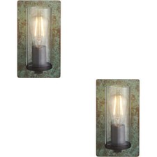 Image of 2 PACK Verdigris Bronze Dimmable Wall Light Clear Round Glass Shade 10W LED E27