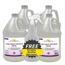 ISOPROPYL ALCOHOL 70% 4 Gallons USA Made Free Shipping & Sprayer Rubbing Alcohol