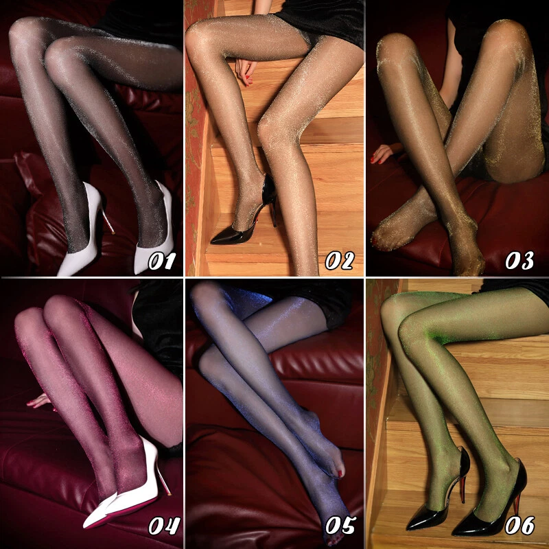 Mujeres Retro Sexy Brillante Transparente Pantimedias Brillo Seda Medias Medias Prendas para club nocturno Foto 3 de 4