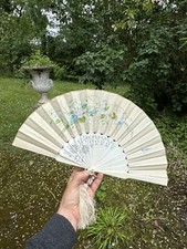 Antique Fan  Art Nouveau  Circa 1900  Painted Flowers  Painting  France