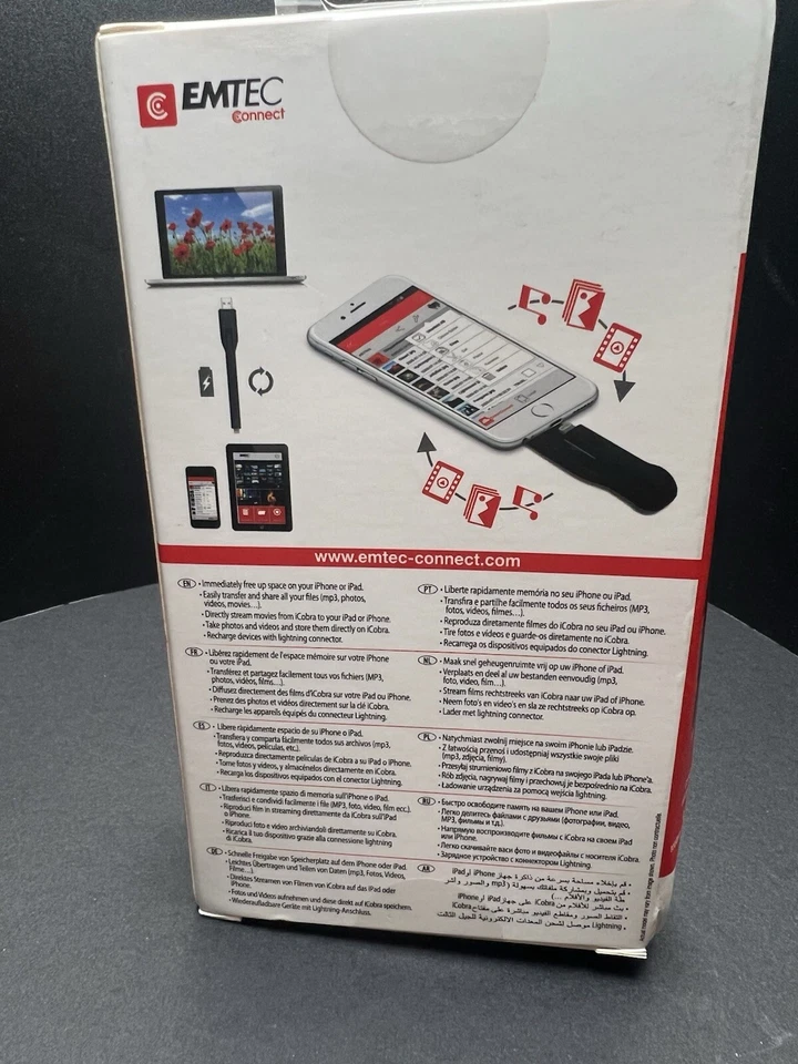 Emtec iCobra2 iPhone Flash Drive 32GB 2 in 1 Black, Dual Conne... J62 - Image 2 of 4