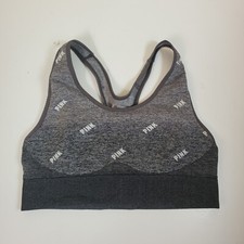 Victoria Secret Pink Active Sports Bra Gray Medium Seamless Lightly Lined