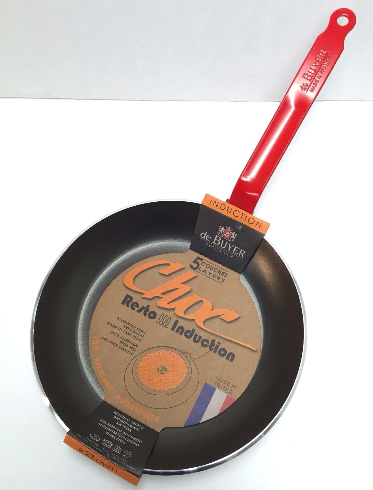 De Buyer Choc resto 11 Antiadherente Sartén Manija Roja - 28 cm de inducción de 8450.28 De Buyer Choc resto 11 Antiadherente Sartén Manija Roja - 28 cm de inducción de 8450.28