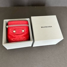 Balenciaga Red Leather Hand Wrist Cuff Coin Purse Mini Wallet