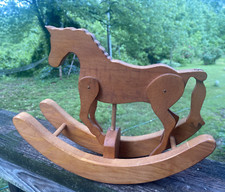 Homemade Folk Art Wooden Rocking Horse Moveable legs tail Vintage rustic Country