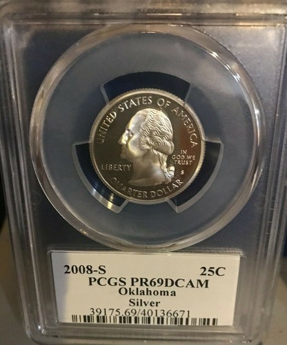 2008 s 25c SILVER 5 STATE Proof Set PCGS PR69 DCAM Flag Label (HI AK NM AZ OK) - Picture 5 of 5