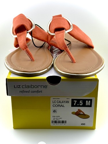 Liz Clairborne Redefined ComfortCalayan Thong Sandals Flats Coral 7.5M NWB - Picture 3 of 7
