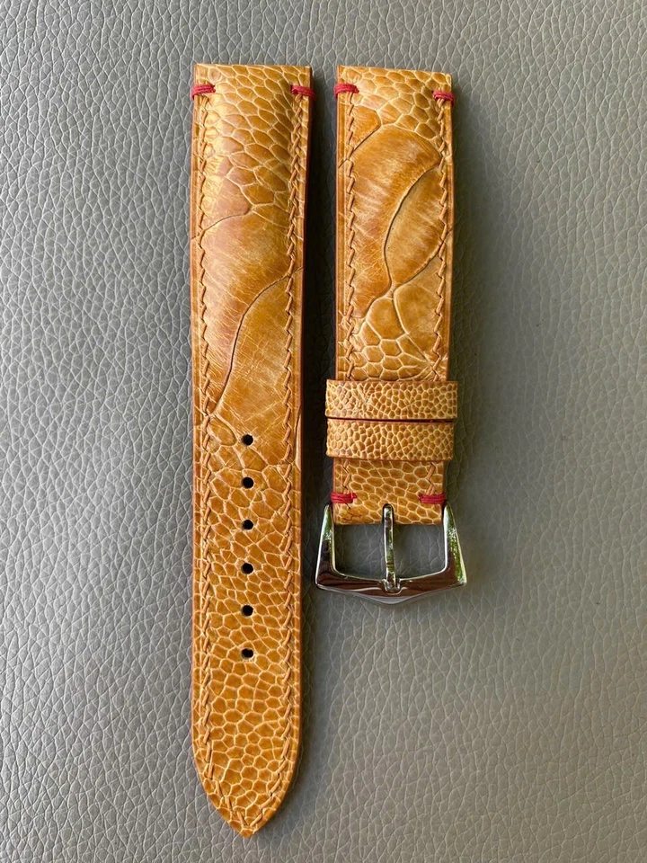 Pulseira de relógio pele de perna de avestruz genuína tamanho 15 16 18 19 20 21 22 23 24 25 26mm - Imagem 3 de 4