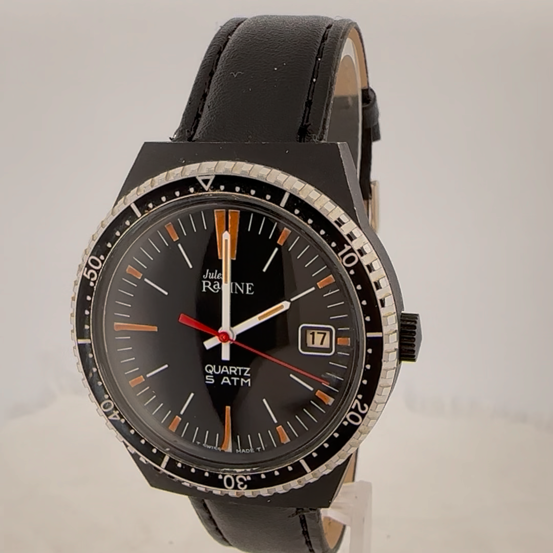 Vintage Jules Racine Diver Style Men\'s Quartz Wristwatch Swiss Made Steel & PVD Racine (Gallet) Diver - Menta Watches- Buy Vintage and  main image 3