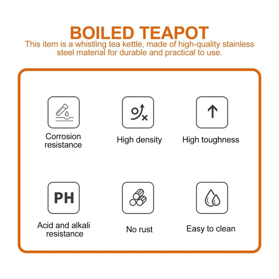 Stove Top Whistling Kettle Hob Pot Enamel Teapots Stainless Steel with