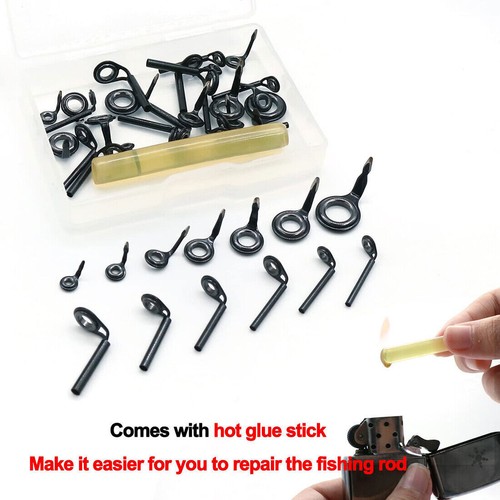 26Pcs Fishing Rod Guide MK&MKT Set Repair Kit Stainless Tip Top Guide Building - Picture 4 of 7