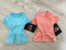 Pet Clothes Dress Juicy Couture Dog Blue  Peach New with Tags Size XS Lot of 2