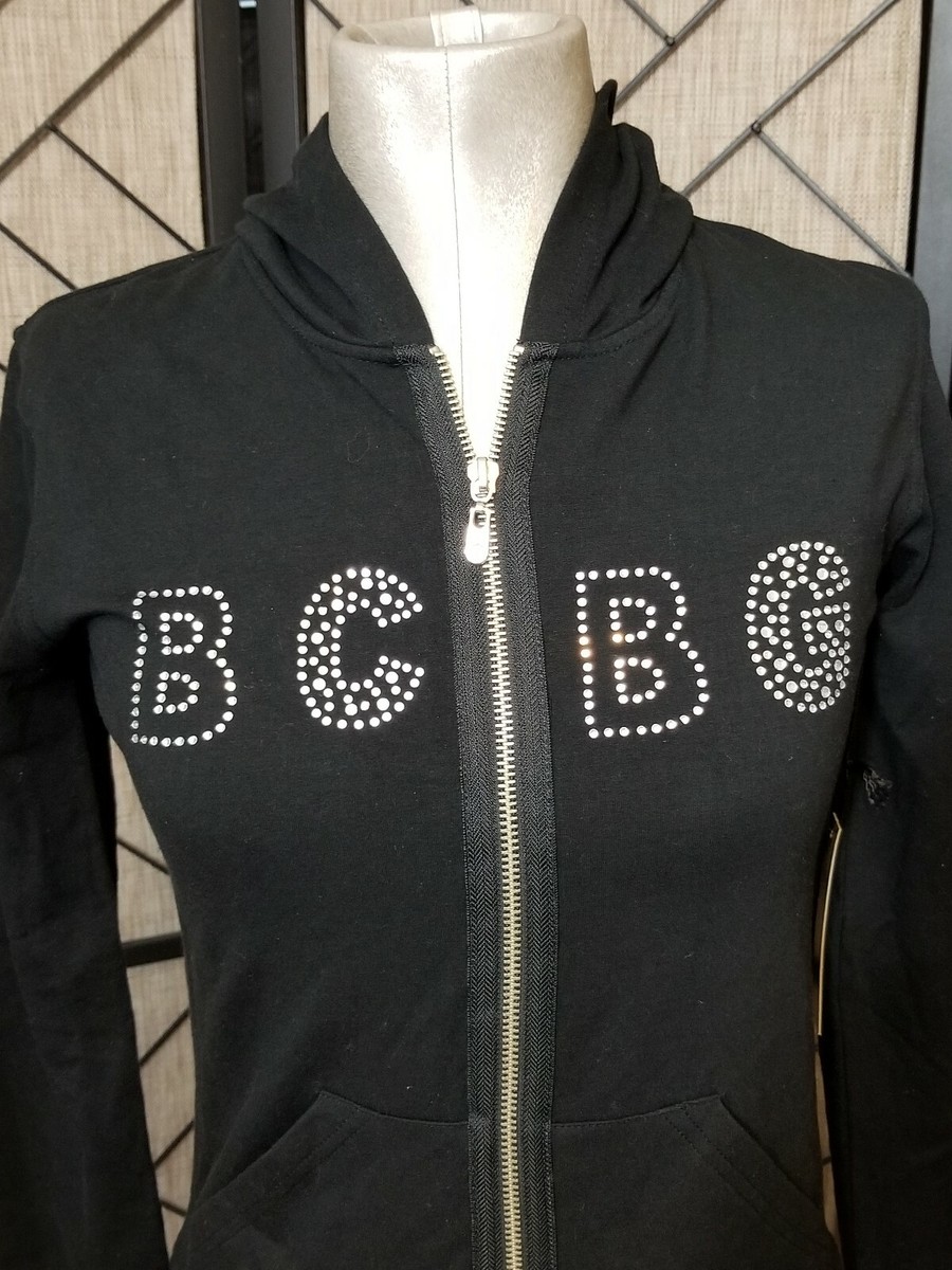 BCBG Max Azria Full Zip Black Hoodie With Rhinestones Small BCBG Max Azria Full Zip Black Hoodie With Rhinestones Small