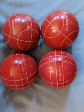 Four Red GoSports 100mm Resin Balls for Bocce Ball Game