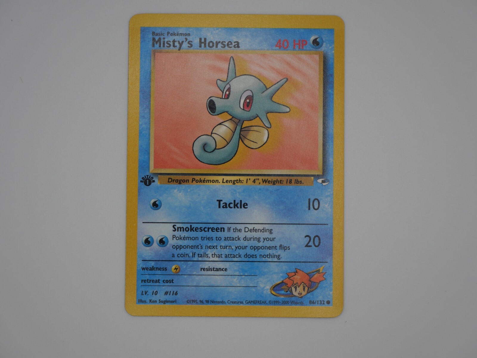 2000 Pokemon Gym Heroes 1st Edition Misty's Horsea #86/132 MINT