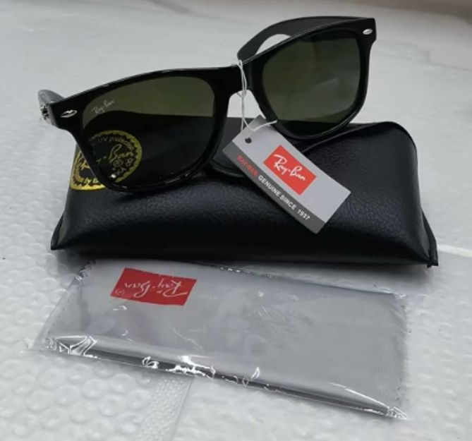 Ray-Ban RB2140 901 50-22 Wayfarer Green Lenses Unisex Ray-Ban RB2140 901 50-22 Wayfarer Green Lenses Unisex