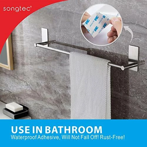 Songtec Bathroom Towel Bar 16 inch No Drill Stick On Towel Rack