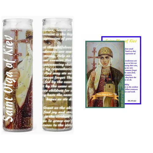 Saint Olga of Kiev Kyiv Patron of Vengeance Prayer Card Candles - Picture 4 of 12