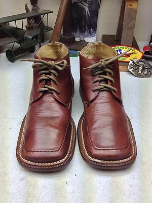 SQUARE TOE SANTINI COGNAC BROWN LACE UP CHUKKA URBAN CITY GENT BOOTS SIZE 27 D