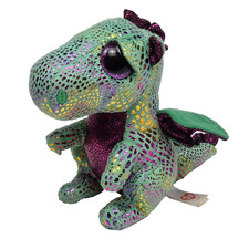 TY Silk Beanie Boos Cinder Green Dragon Soft Plush Toy Stuffed Animal 6"