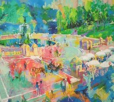 LeRoy Neiman Artwork BETHESDA FOUNTAIN Central Park New York Vintage Art Print 