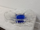Badash crystal glass vintage centerpiece bowl clear and cobalt blue — photo 1