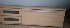 Fernsehschrank Lowboard TV Schrank Buche 130x60 cm Tür + 2 Schubladen Top