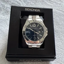 Sekonda Mens Analogue Dated Black Dial with Stainless Steel Bracelet Watch 1171