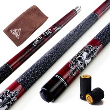 CUESOUL ROCKIN 21oz Maple Pool Cue Stick with Cue Bag-Red