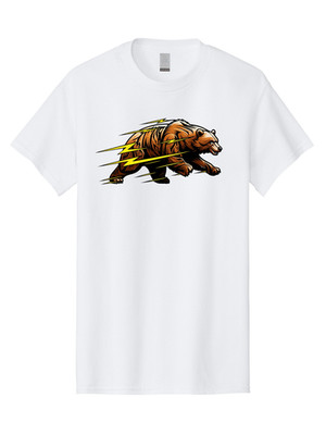 Electric-Bear Mens Graphic Tee, 100% Cotton, Casual Summer Wear