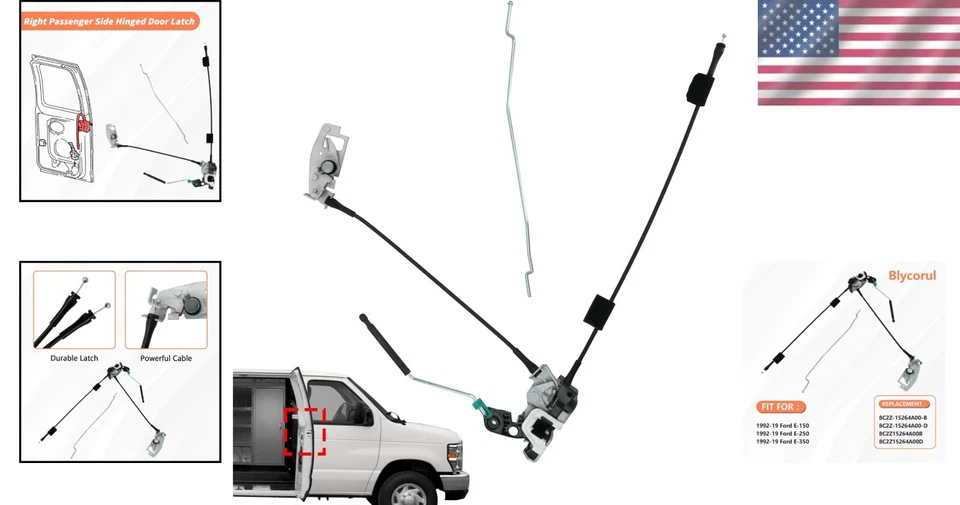 Side Hinged Door Latch Assembly compatible for Ford E150 E250 E350 RH Side Do... Foto 2 de 4