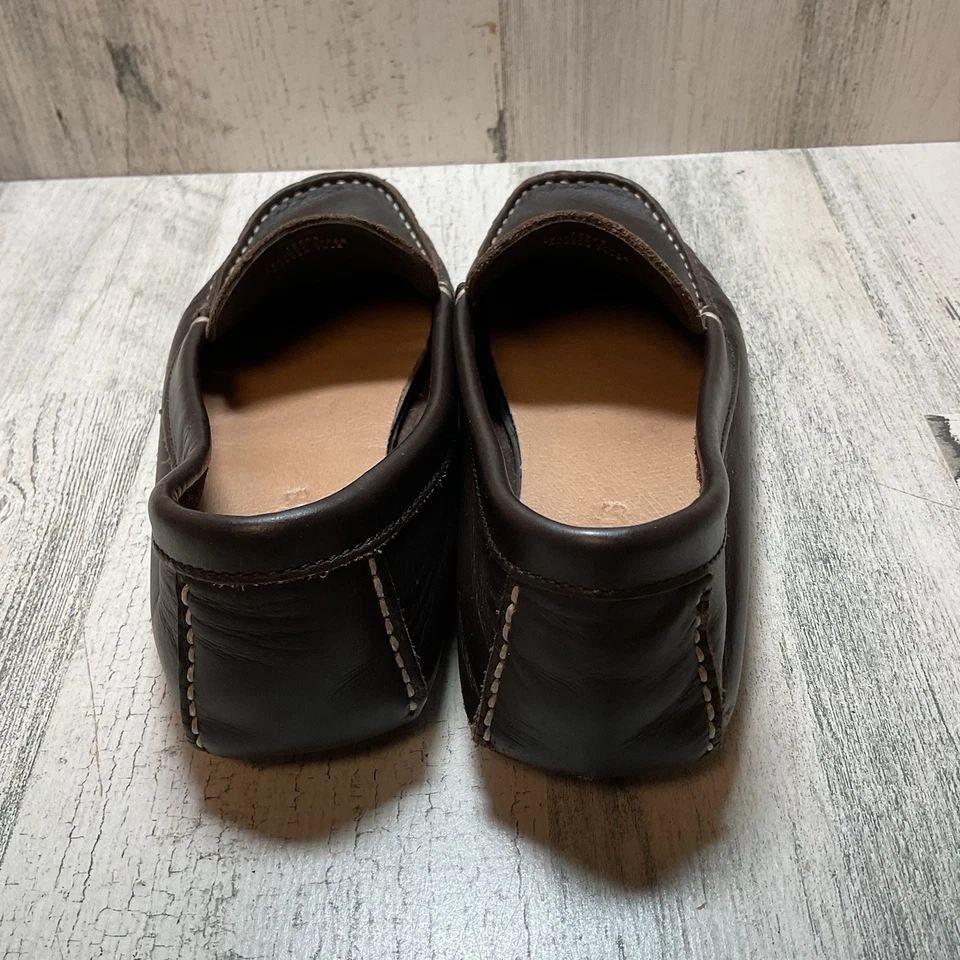 J. Mocasines Crewcuts de cuero marrón oscuro Crew para niños talla 13 Foto 3 de 4